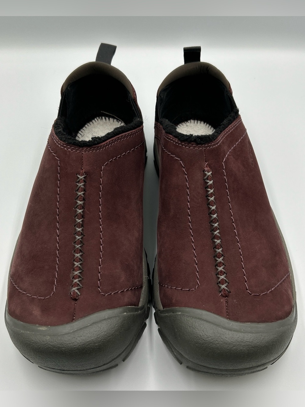 KEEN Kaci Slide Clogs Womens 9.5 Burgundy Nubuck Leather Slip On Casual Shoes